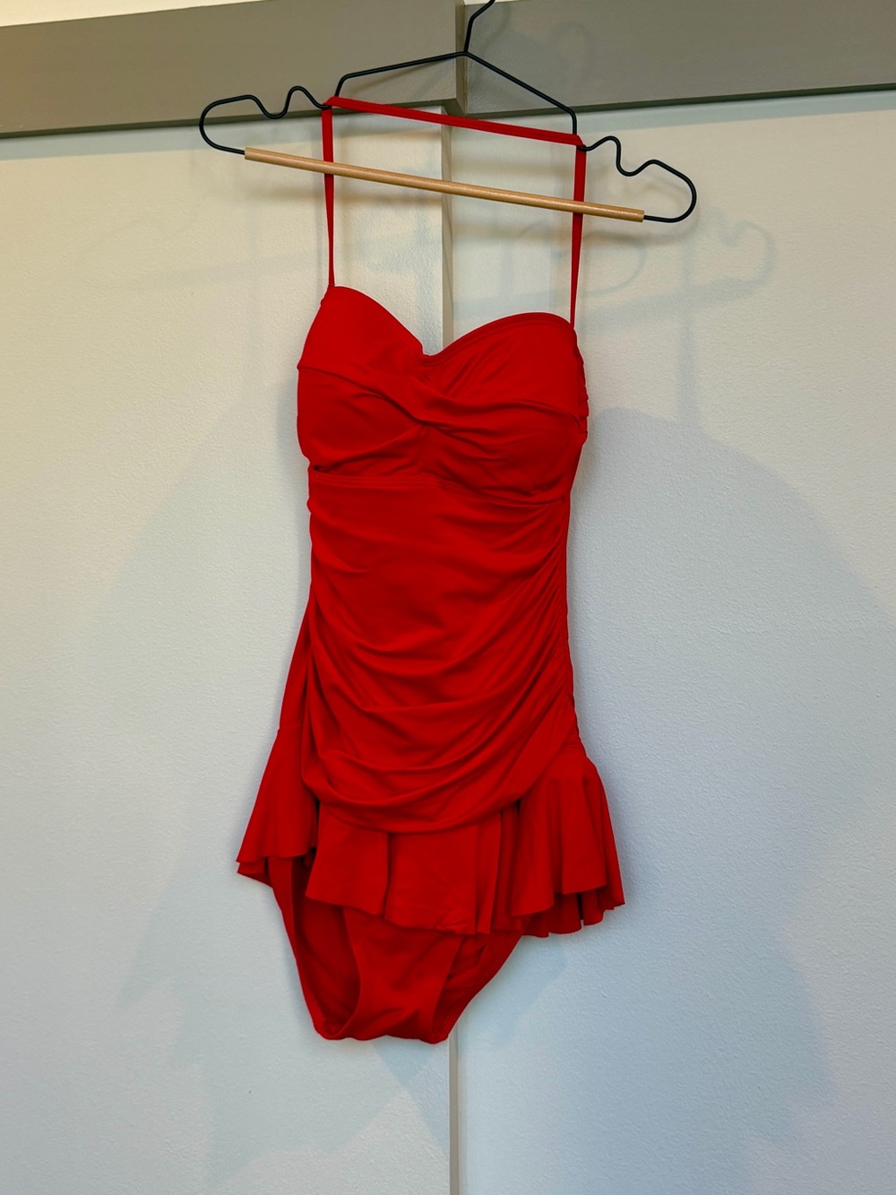 Ralph Lauren Red Ruched Ruffle One-Piece Swimsuit ❤️